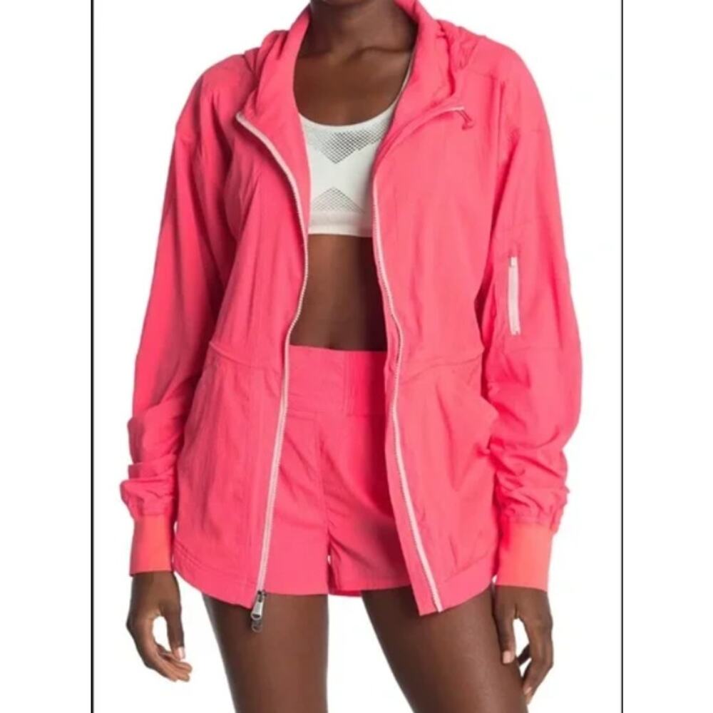 Free People Movement Run Wild Zip Jacket Womens XS Neon Pink Athleisure Neon Y2K